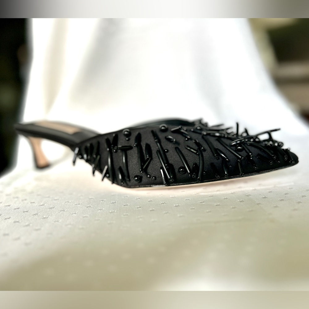 Stylish Black Embellished Mules with heels, Melani x Damrich - Picture 8 of 16